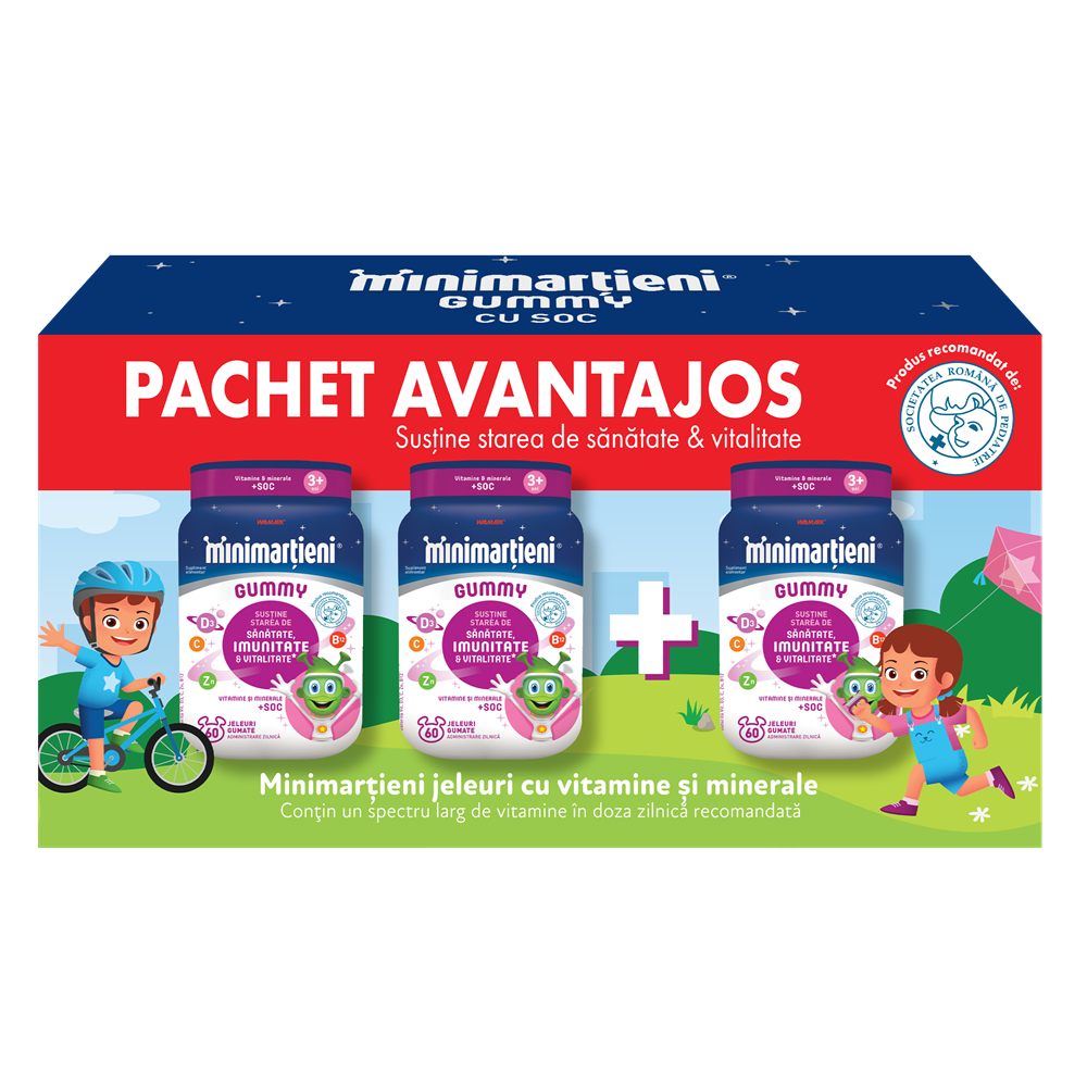 Pachet Minimartieni Gummy cu soc 2+1, 60 jeleuri, Walmark