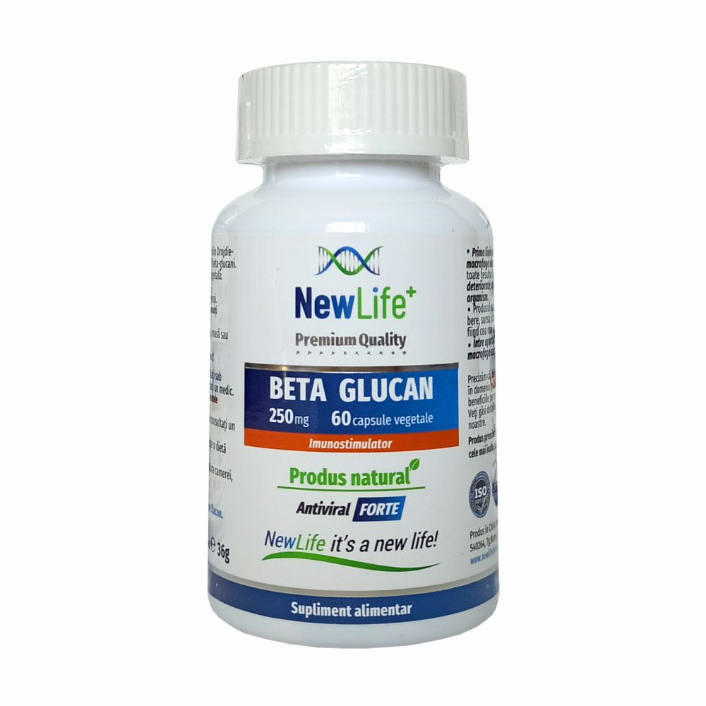 Beta Glucan, 250 mg, 60 capsule vegetale, NewLife+