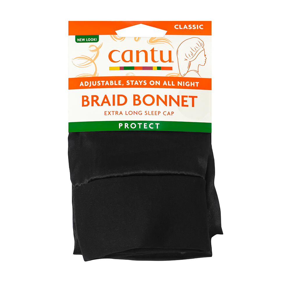 Boneta neagra din satin pentru protejarea parului impletit si lung Protect, 1 bucata, Cantu