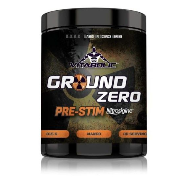 Pudra pre-workout Mango Ground Zero Pre-Stim Nitrosigine, 315 g, Vitabolic