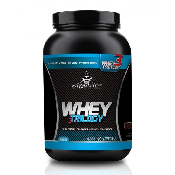 Pudra proteica cu aroma de capsuni Whey Trilogy Standard, 900 g, Vitabolic