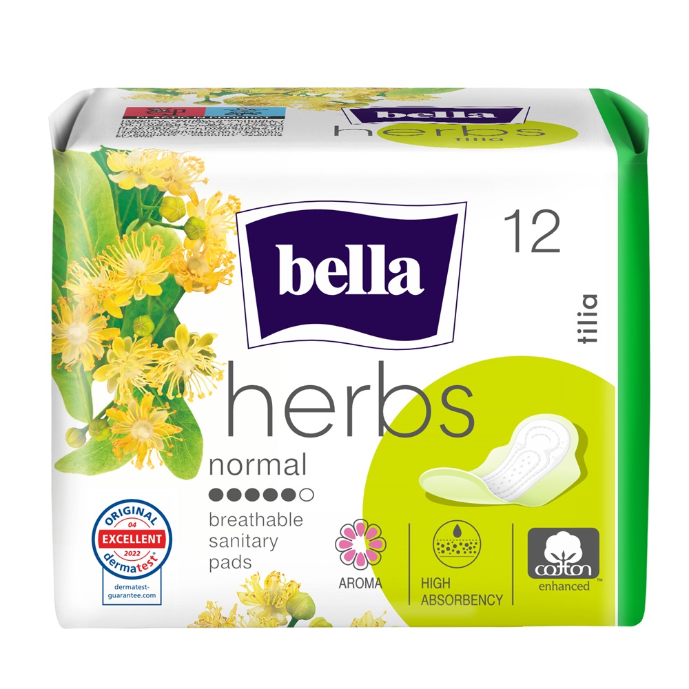 Absorbante igienice cu estract din flori de tei Herbs Tilia, 12 bucati, Bella