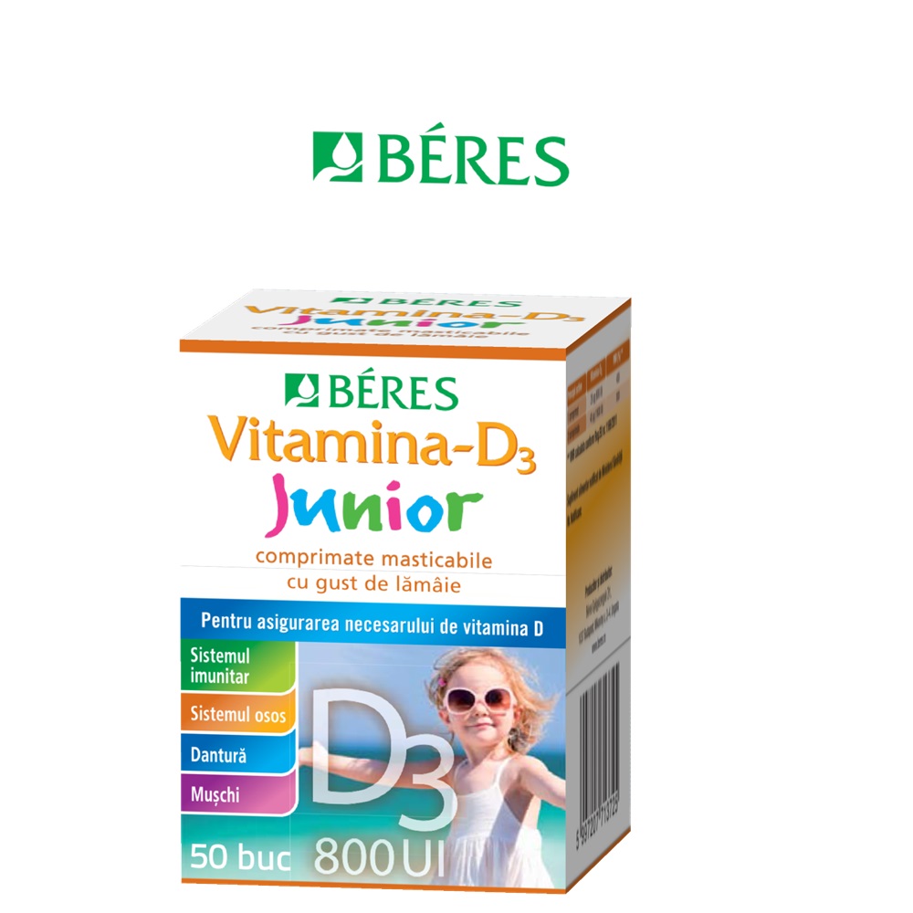 Vitamina-D3 Junior, 800 UI,, 50 comprimate masticabile, Beres