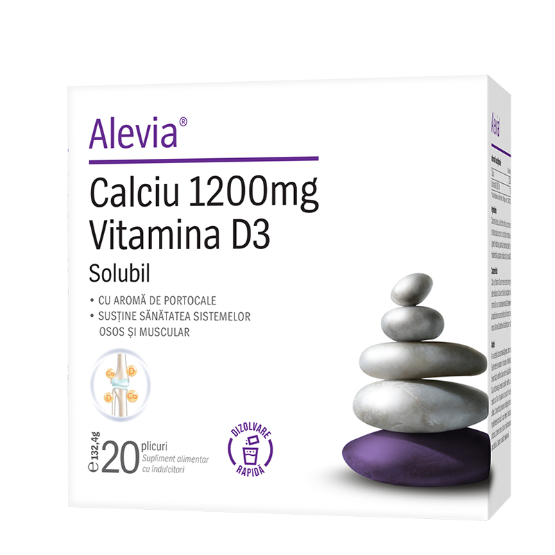 Calciu 1200mg Vitamina D3, 20 plicuri, Alevia