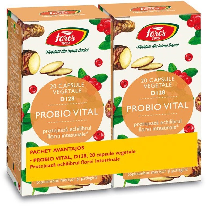 Pachet Probio Vital D128 2x20 capsule, Fares