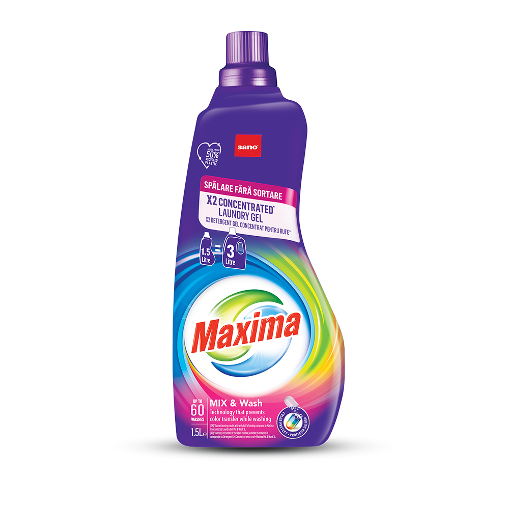 Detergent gel de rufe concentrate Maaxima Mix&Wash, 1500 ml, Sano