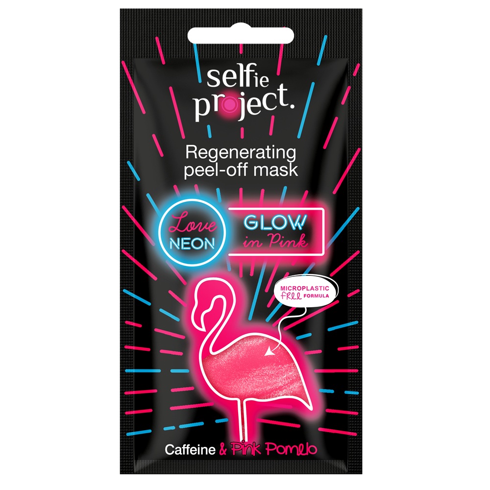 Masca de fata exfolianta si regeneranta Glow in Pink Neon, 10 ml, Selfie Project