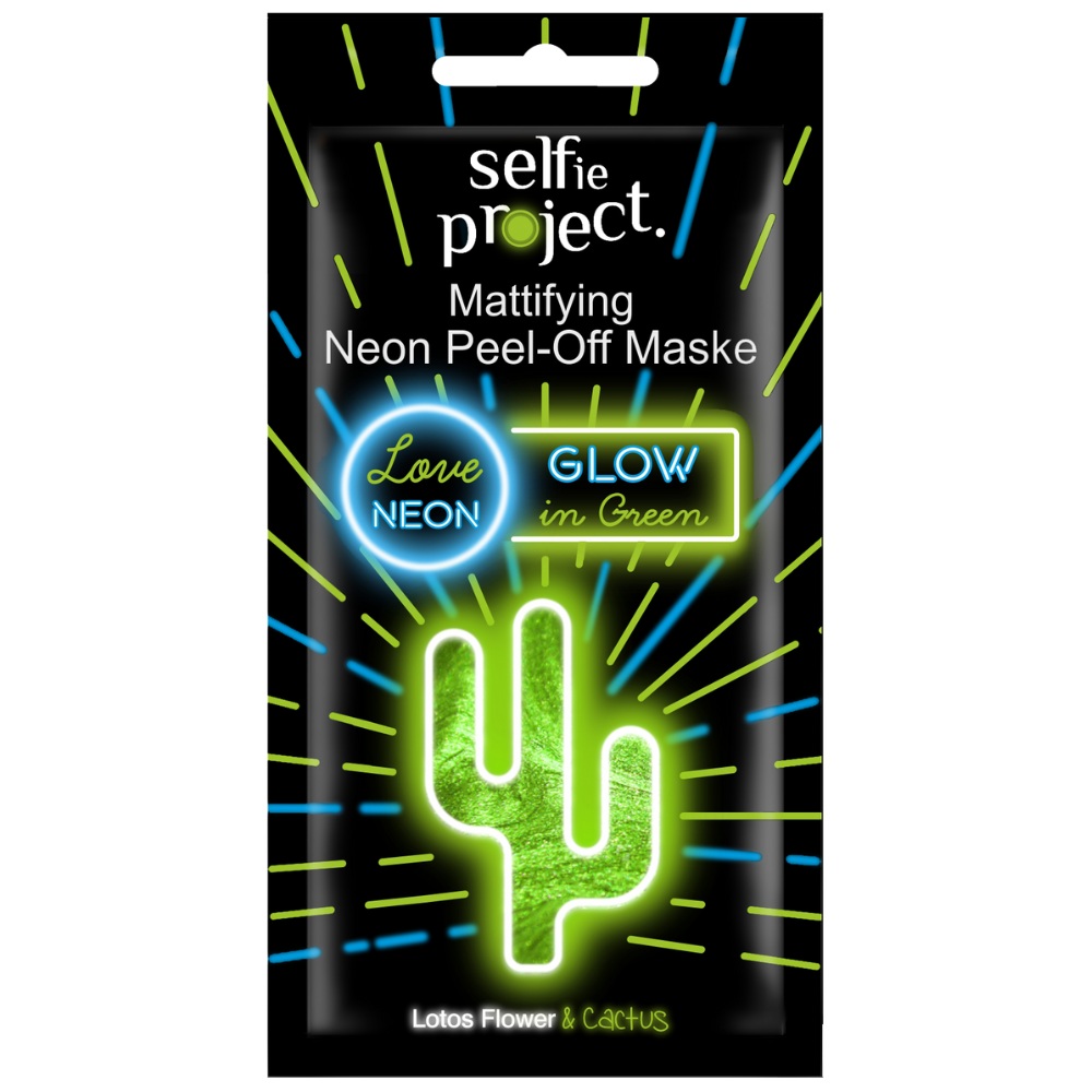 Masca exfolianta si matifianta Glow in Green Neon, 10 ml, Selfie Project