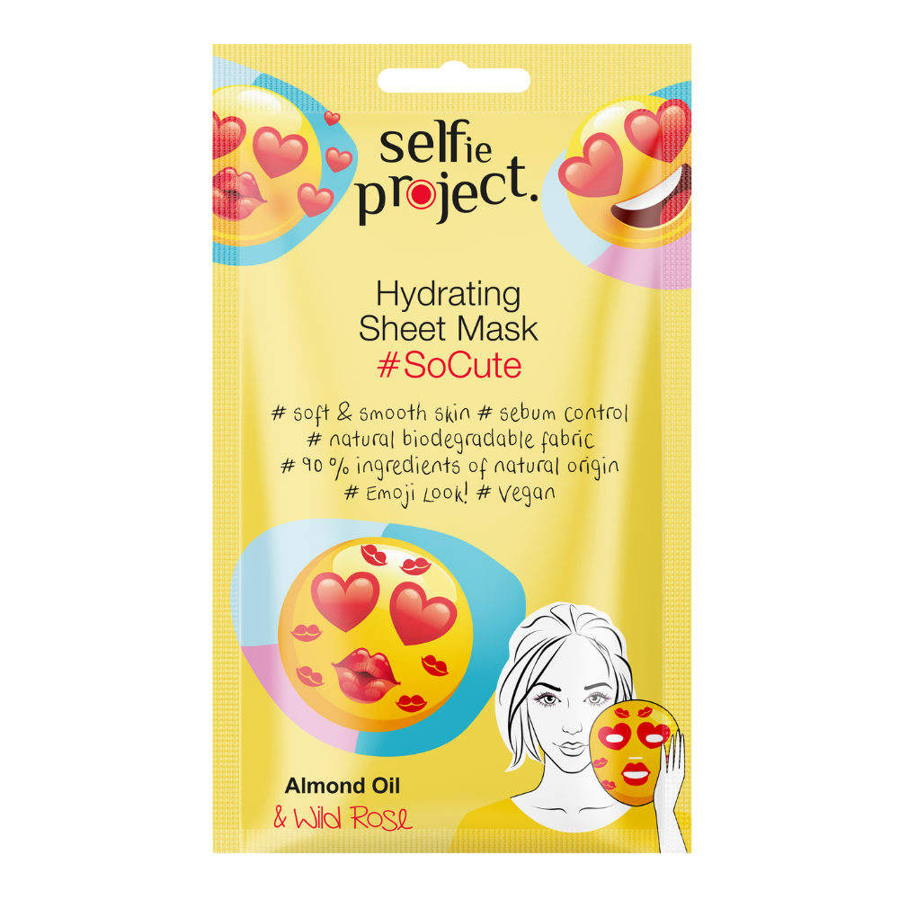 Masca de fata pentru hidratare So Cute Emoji Mask, 15 ml, Selfie Project