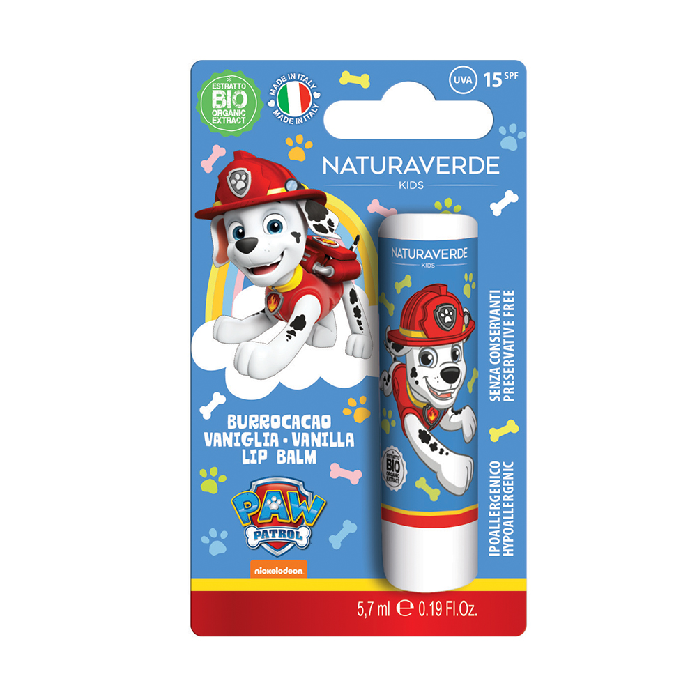 Balsam de buze cu aroma de vanilie SPF15 UVA-UVB Paw Patrol, 5.7 ml, Naturaverde