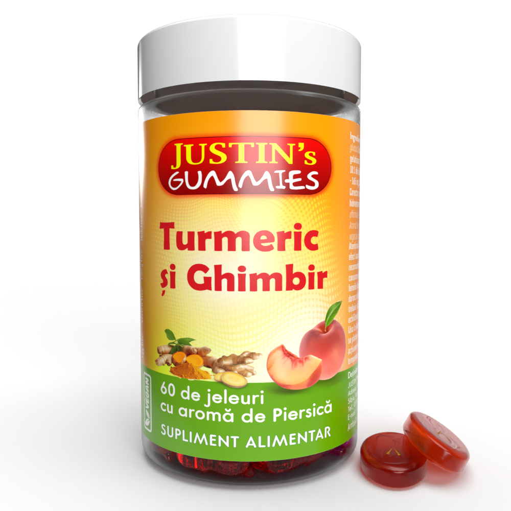 Jeleuri Turmeric si Ghimbir Justins, 60 jeleuri, Justin Pharma