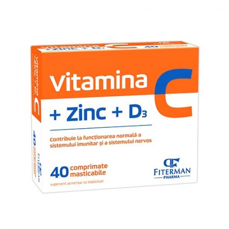 Vitamina C+Zn+D3, 40 comprimate masticabile - Fiterman