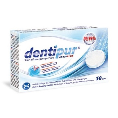 Tablete pentru curatarea protezelor Dentipur AktivPlus, 30 tablete, Helago Pharma