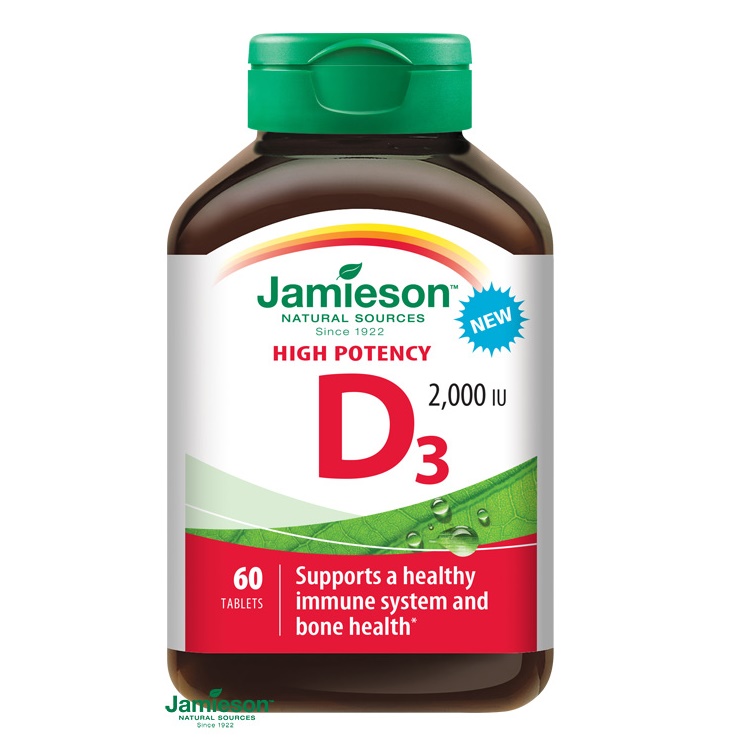 Vitamina D3 50 mcg 2000UI, 60 tablete, Jamieson