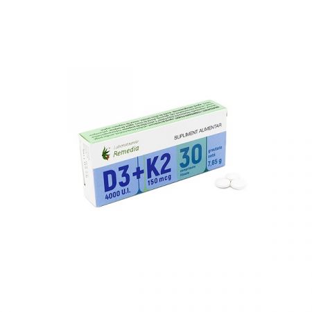 Vitamina D3 (4000 U.I.) + Vitamina K2 (150 mcg), 30 capsule - Remedia
