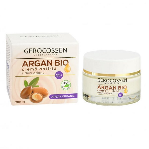 Crema pentru combaterea ridurilor adanci cu SPF 10 55+ Argan Bio, 50 ml, Gerocossen