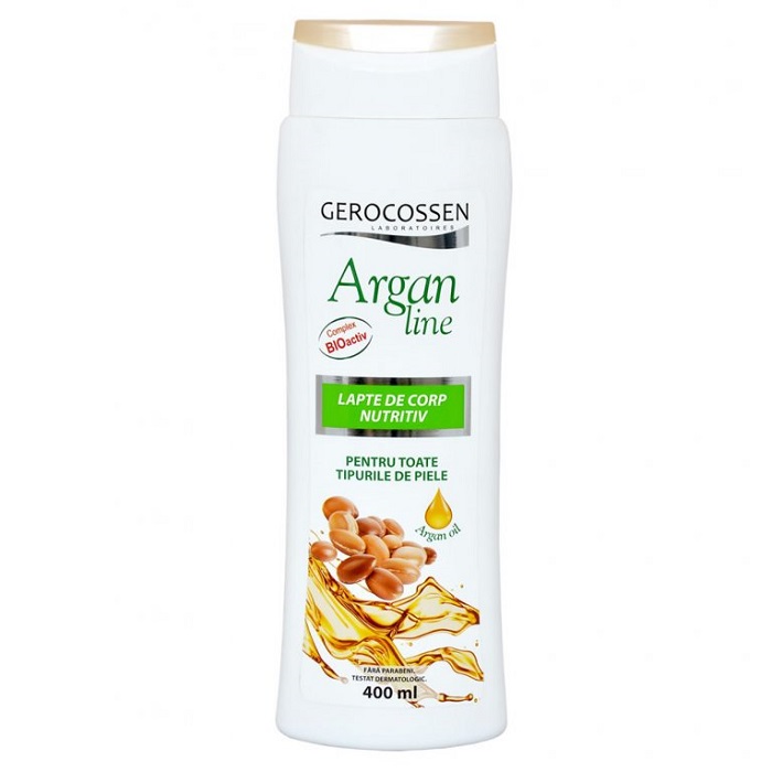 Lapte de corp nutritiv pentru toate tipurile de piele Argan Line, 400 ml, Gerocossen