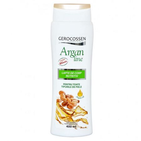 Lapte de corp nutritiv pentru toate tipurile de piele Argan Line, 400 ml - Gerocossen