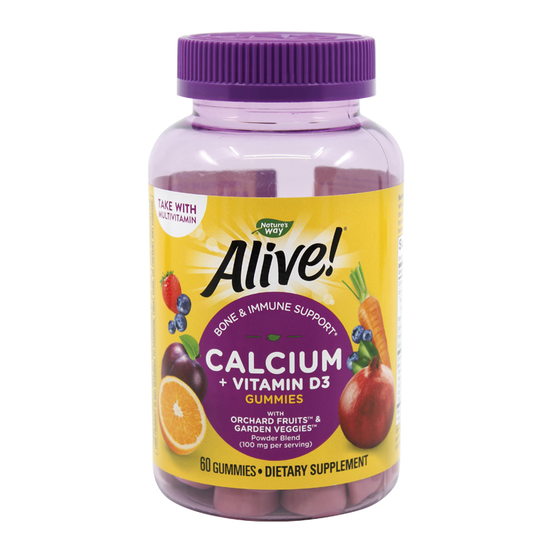 Alive Calcium + D3 Gummies Nature's Way, 60 jeleuri gumate, Secom