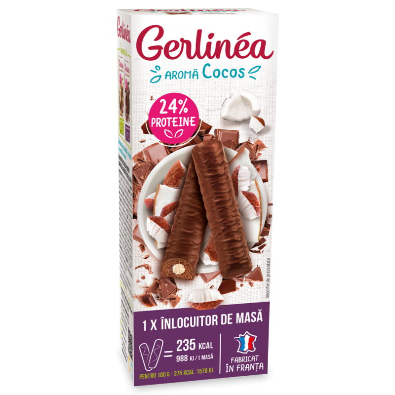 Batoane de ciocolata cu cocos, 62g, Gerlinea