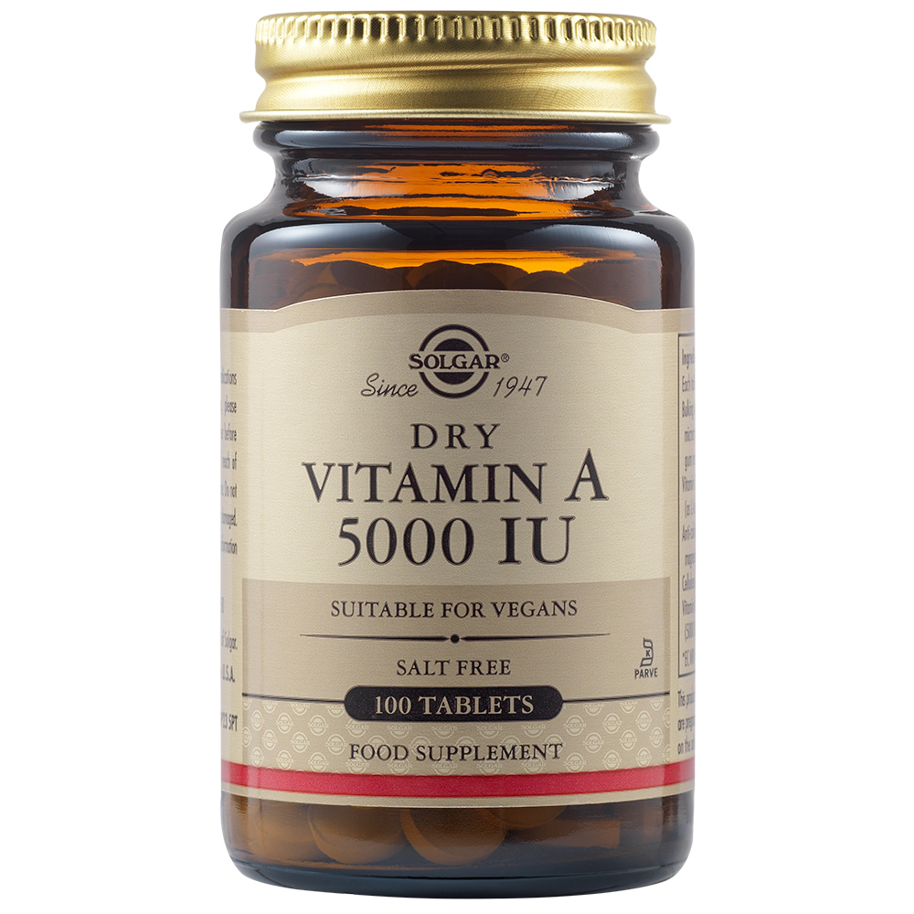 Vitamina A uscata 5000 UI, 100 tablete, Solgar