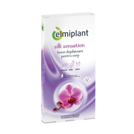 Benzile depilatoare pentru fata cu ulei de matase si orhidee Silk Sensation, 20 benzi - Elmiplant