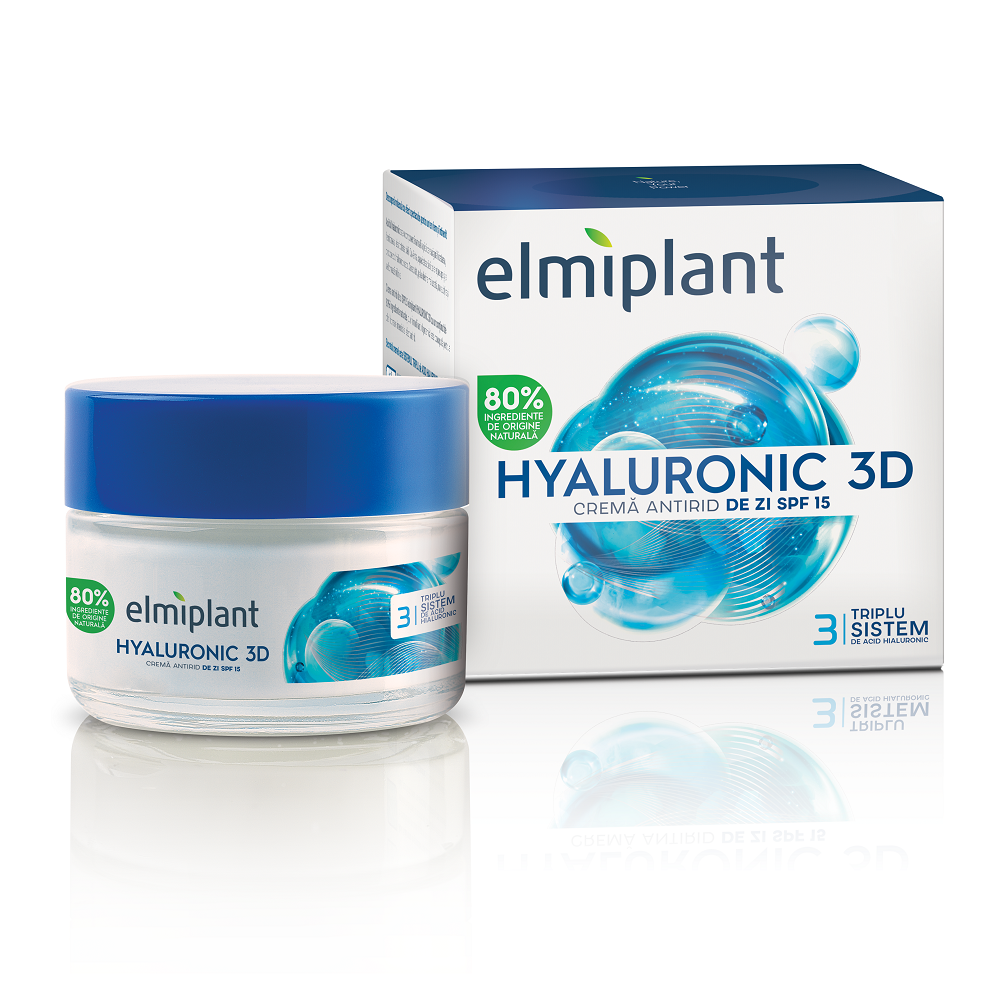 Crema antirid de zi SPF 15 Hyaluronic 3D, 50 ml, Elmiplant