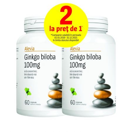 Pachet Ginkgo Biloba 100 mg, 60 + 60 comprimate, Alevia