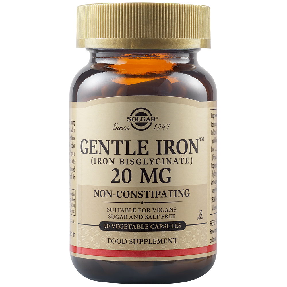 Fier cu actiune blanda Gentle Iron 20 mg, 90 capsule, Solgar