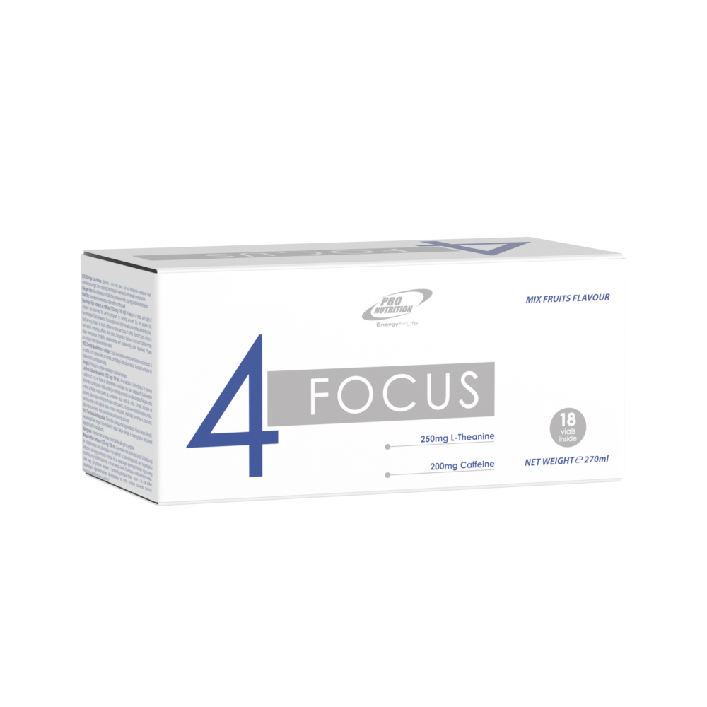 4 Focus 250mg L-Theanine, 200 mg Caffeine, 18 fiole, Pro Nutrition