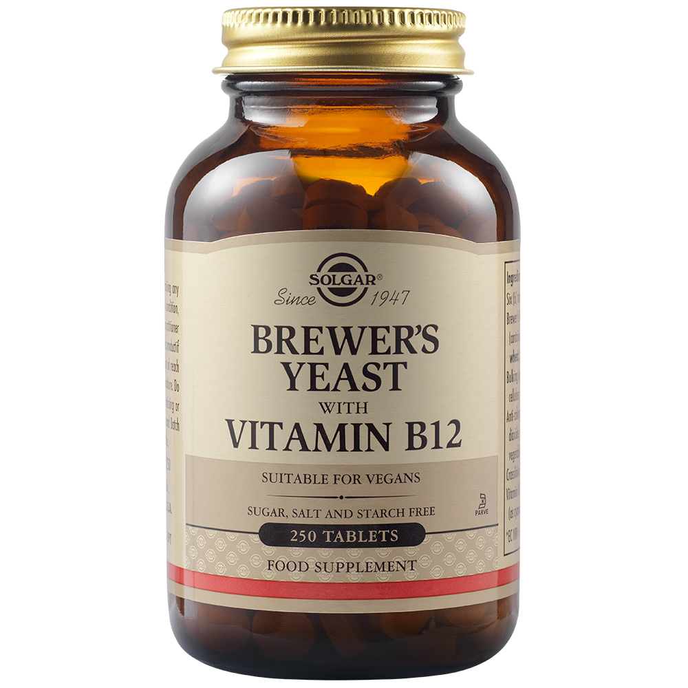 Drojdie de bere cu Vitamina B12 Brewers Yeast, 500 mg, 250 tablete, Solgar