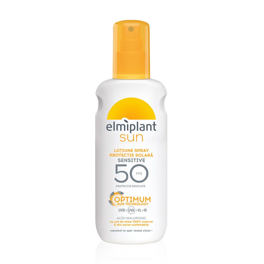 Lotiune spray cu protectie solara ridicata Sensitive SPF 50 Optimum Sun, 200 ml, Elmiplant