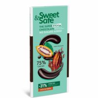 Ciocolata amaruie cu indulcitor natural din stevia, 90 g, Sweet & Safe