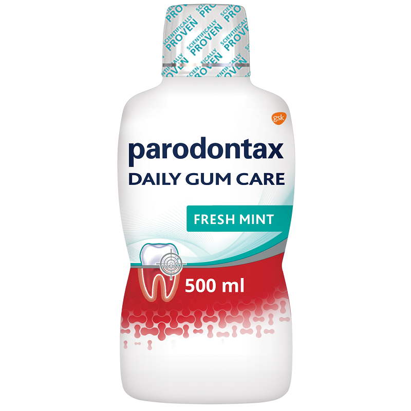 Apa de gura fara alcool Daily Gum Care Fresh Mint Parodontax, 500 ml, Gsk