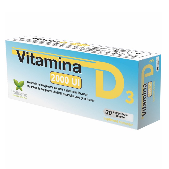 Vitamina D3 2000 UI, 30 comprimate, Polisano 