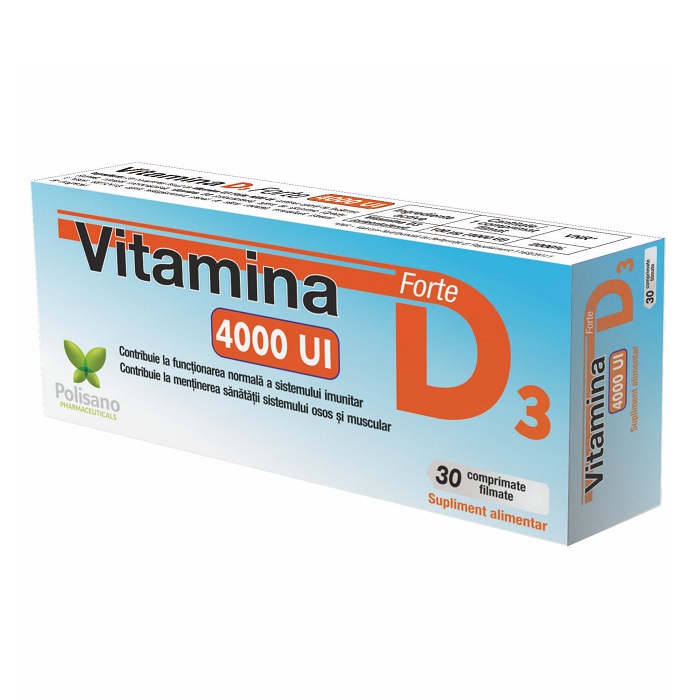 Vitamina D3 Forte 4000 UI, 30 comprimate, Polisano 