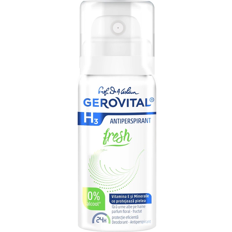 Deodorant antiperspirant H3 Classic Fresh, 40 ml, Gerovital