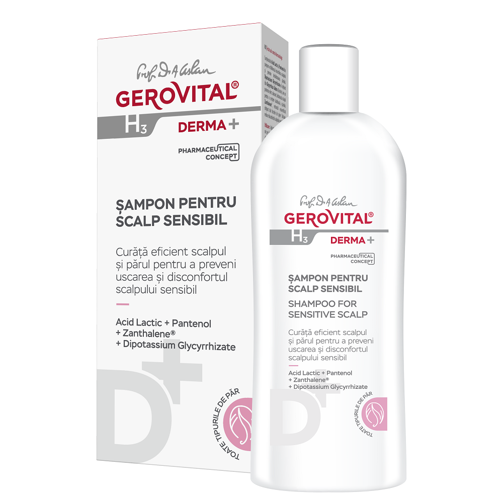 Sampon pentru scalp sensibil H3 Derma+, 200 ml, Gerovital