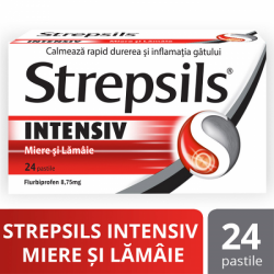 Strepsils Intensiv miere si lamaie, 8,75 mg, 24 pastile, Reckitt Benckiser Healthcare