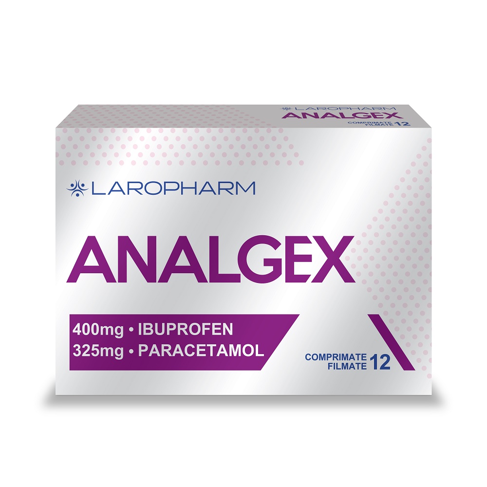 Analgex, 400 mg/325 mg, 12 comprimate filmate, Laropharm