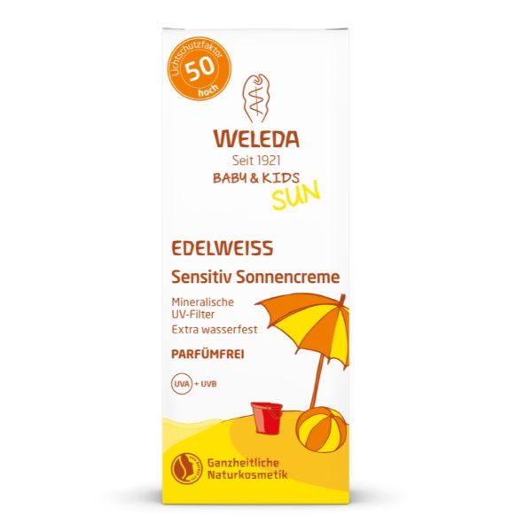 Crema protectie solara cu floare de colt SPF 50 Sensitive Sun, 50 ml, Weleda