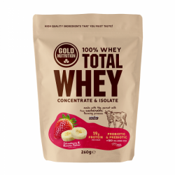 Pudra proteica Total Whey Capsuni si Banane, 260g, Gold Nutrition