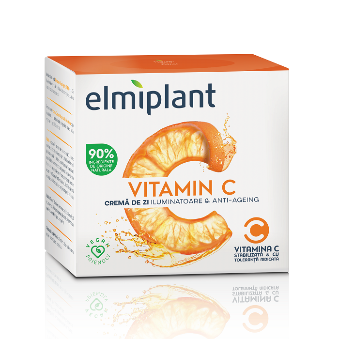 Crema de zi iluminatoare si anti-ageing Vitamin C, 50 ml, Elmiplant