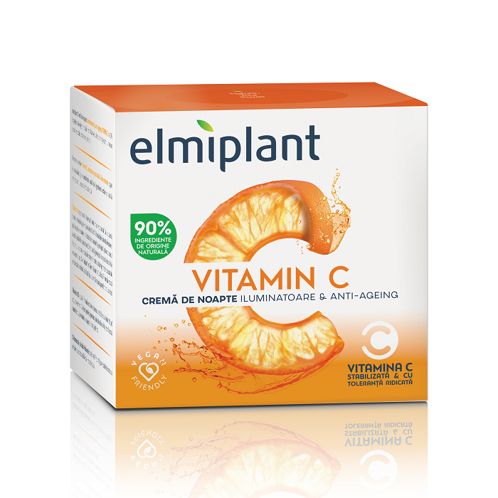 Crema de noapte iluminatoare si anti-ageing Vitamin C, 50 ml, Elmiplant 