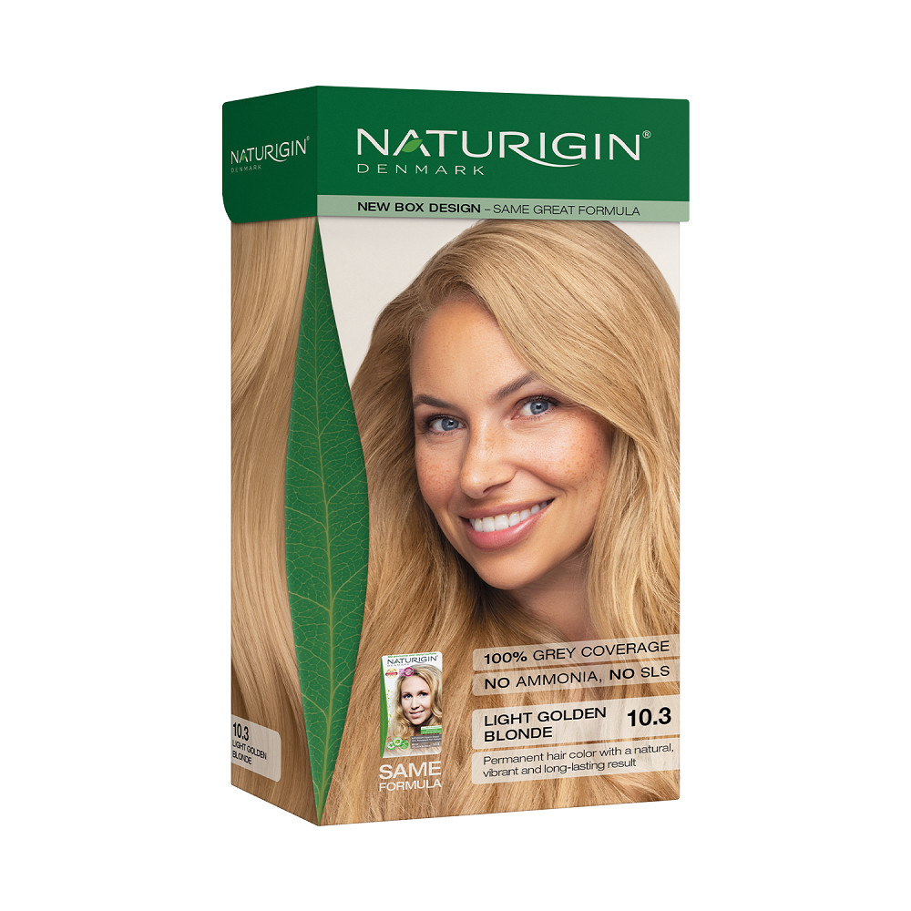 Vopsea pentru par nuanta 10.3 blond bej auriu, 115 ml, Naturigin