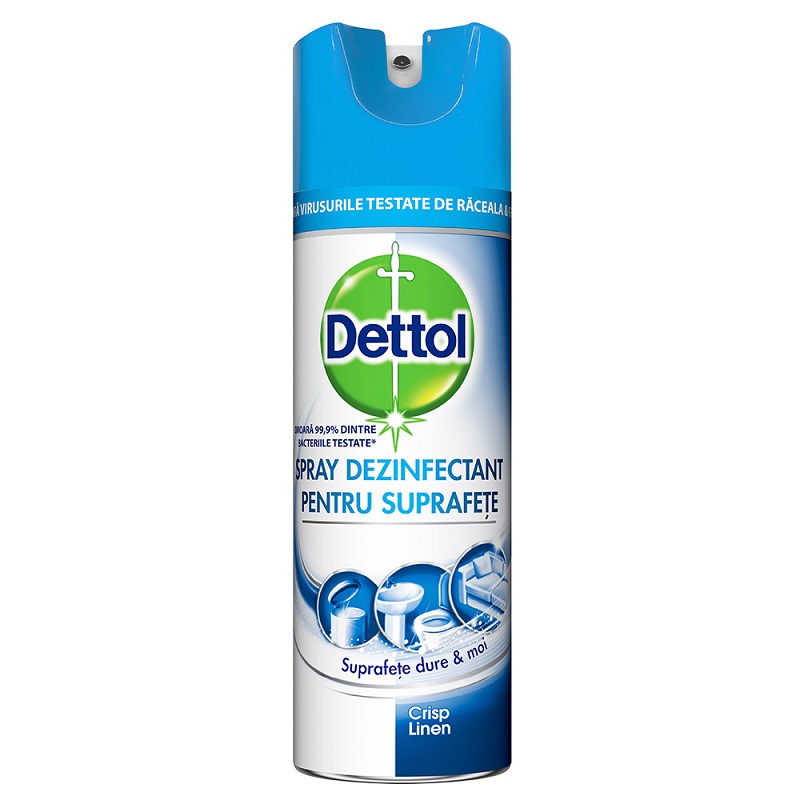 Spray dezinfectant pentru suprafete Crisp Linen, 400 ml, Dettol