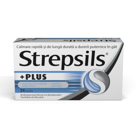 Strepsils Plus, 24 pastile, Reckitt Benckiser Healthcare