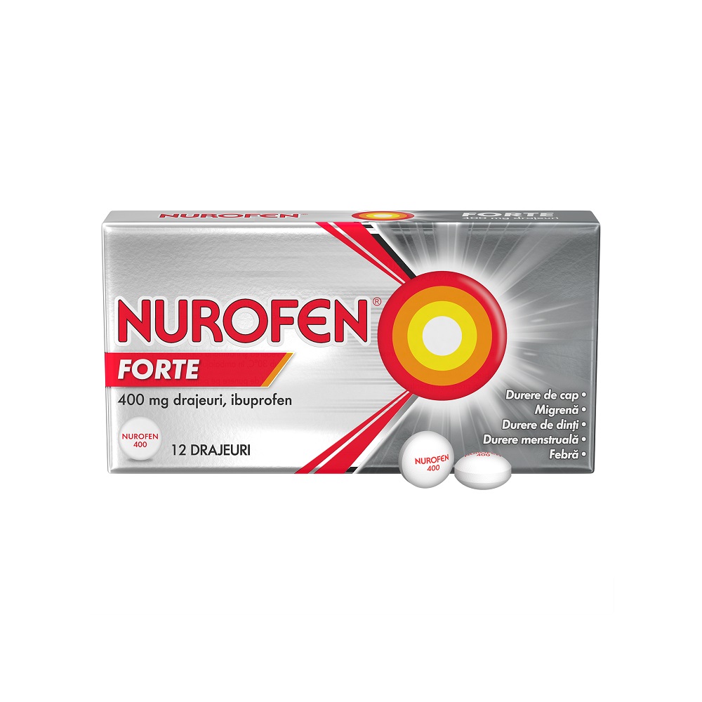 Nurofen Forte, 400 mg, 12 drajeuri, Reckitt Benkiser