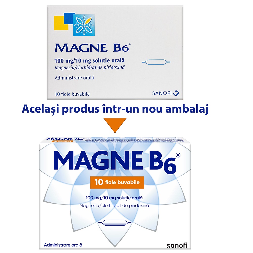 Magne B6, 100 mg/10 mg, 10 fiole, Sanofi