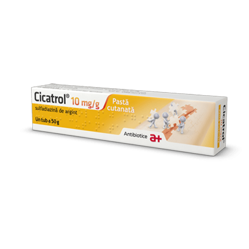 Cicatrol pasta cutanata, 10mg/g, 50 g, Antibiotice SA